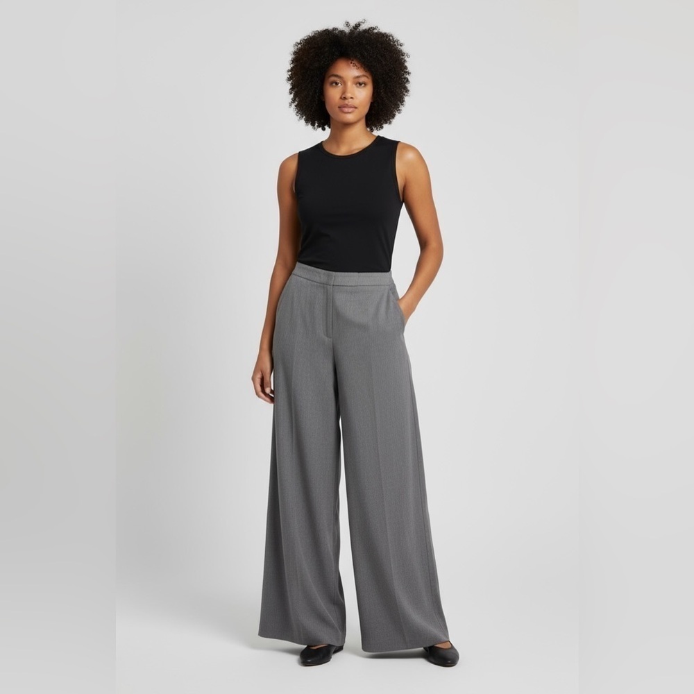 Sag Harbor Gray Wide-Leg Trousers – Women’s Dress Pants Classic Fit